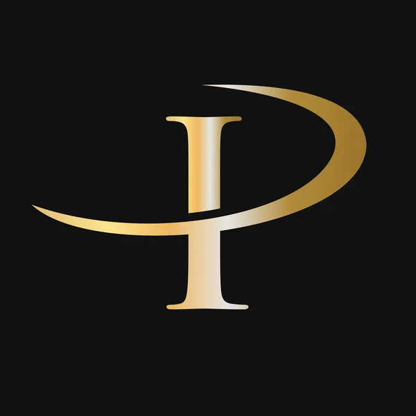 Αρχικό Πρότυπο Λογότυπου Διανυσματικός Σχεδιασμός Εικονιδίων Γράμμα Λογότυπο Χρυσό Χρώμα — Διανυσματικό Αρχείο