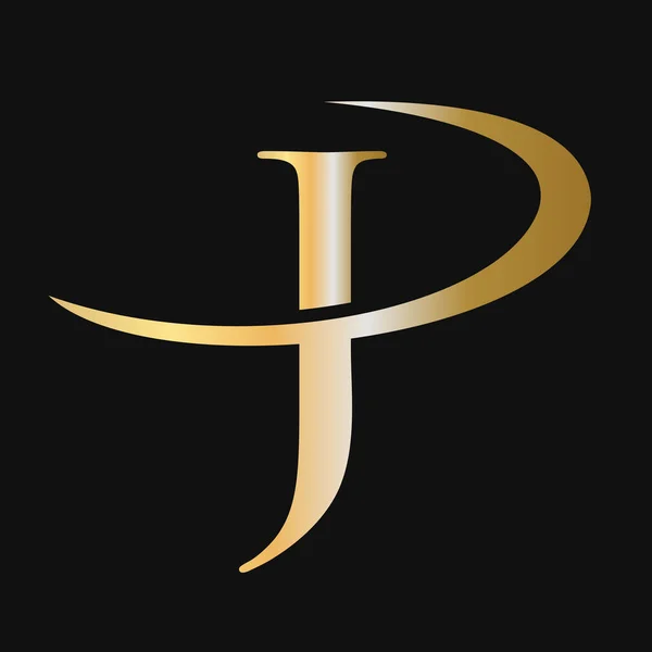 Początkowy Wzór Logo Wektor Projekt Ikony List Logotyp Złoty Kolor — Wektor stockowy
