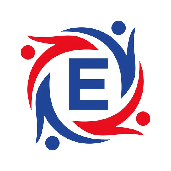 Logo Bienfaisance Américain Sur Lettre Signe Unir Travail Équipe Icône — Image vectorielle