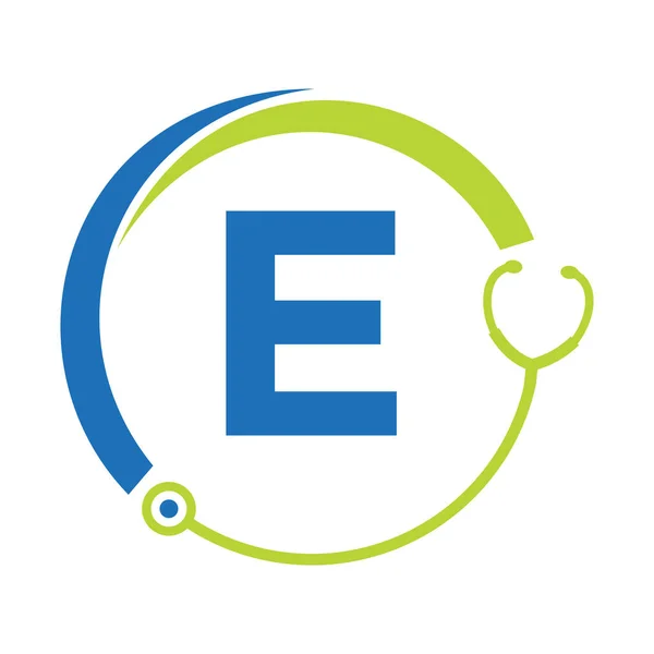Healthcare Σύμβολο Γιατρός Και Ιατρικό Λογότυπο Στο Γράμμα Πρότυπο Λογότυπο — Διανυσματικό Αρχείο