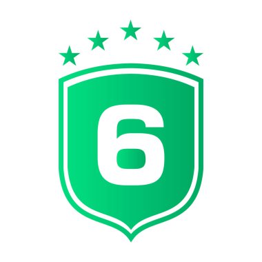 Kalkan logosu 6. Mektup Vektörü 'nde. Harf 6 Kalkan Güvenliği Logo Koruma Sembol Vektör İmza Tasarımı