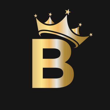 B harfi Crown Logosu. B harfi üzerinde Crown Logosu Güzellik, Moda, Yıldız, Zarif, Lüks İşaret Şablonu