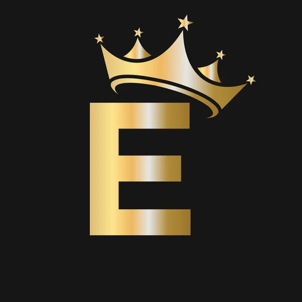 Brief Crown Logo Crown Logo Brief Vector Model Voor Schoonheid — Stockvector