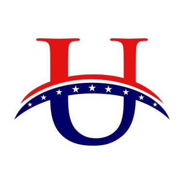 Amerikan İşletme, Kurumsal ve Şirket Tabelasının ilk harfi. U Vector Şablonu Üzerinde ABD Logosu