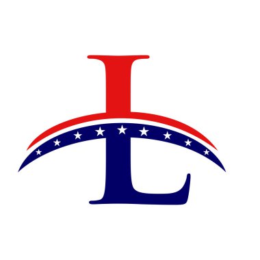 İlk harf L Amerikan İş Logosu, Şirket ve Şirket İşareti. ABD Amerikan Logosu L Harfi Vektör Şablonu