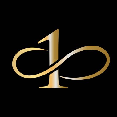 Yaratıcı Modern Lüks 1 Logo Vektör Şablonu. İlk Monogram Harf 1 Logo Tasarım Vektörü Şablonu