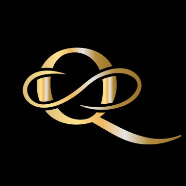 Yaratıcı Modern Lüks Q Logo Vektör Şablonu. İlk Monogram Harf Q Logo Tasarım Vektörü Şablonu