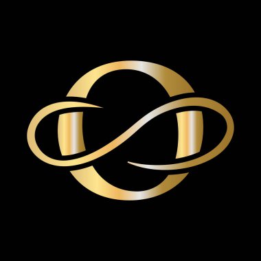 Baş harf O logosu, altın şablon. İş ve şirketin lüks kimliği için modern O logosu