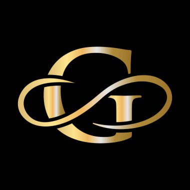 Baş harf G logosu, altın şablon. İş ve şirketin lüks kimliği için modern G logosu