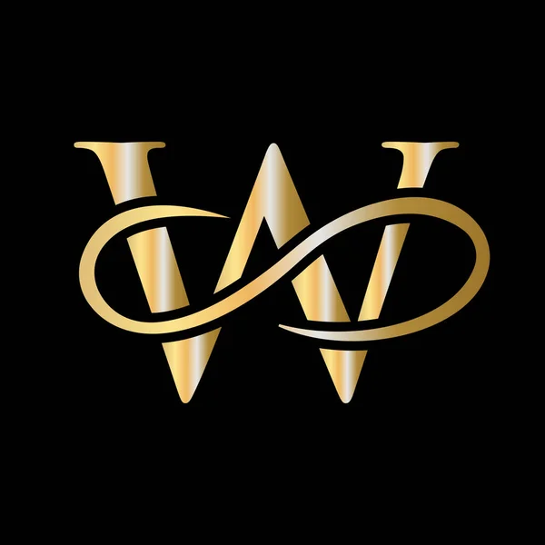 Initial Monogram Alphabet Letter Swoosh Gold Logo Template — Vector de stock