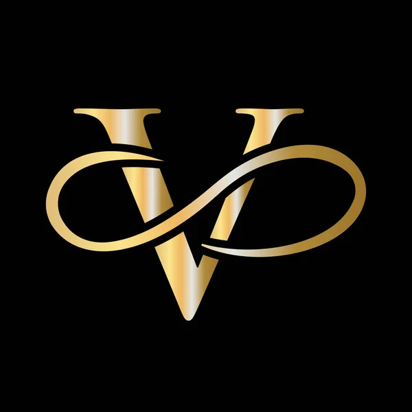 Initial Letter Logo Swoosh Gold Template Modern Logotype Business Company —  Vetores de Stock