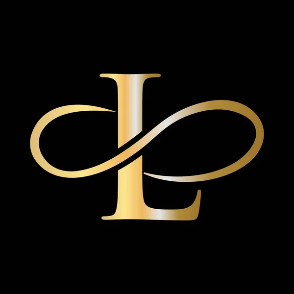 Literă Inițială Lux Aur Culoare Logo Design Scrisoare Creativă Lux — Vector de stoc