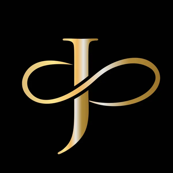 Πολυτελές Αρχικό Γράμμα Χρυσό Χρώμα Λογότυπο Σχεδιασμό Δημιουργική Υπογραφή Λογότυπο — Διανυσματικό Αρχείο