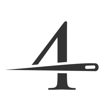 İlk Harf 4 Terzi Logosu, Nakış, Tekstil, Moda, Kumaş, Kumaş Şablonu için İğne ve İplik Kombinasyonu