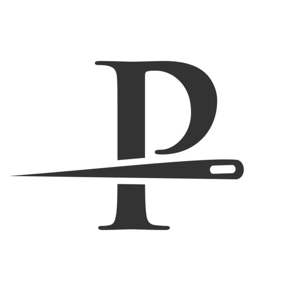 Eerste Letter Tailor Logo Naald Draad Combinatie Voor Borduurwerk Textiel — Stockvector