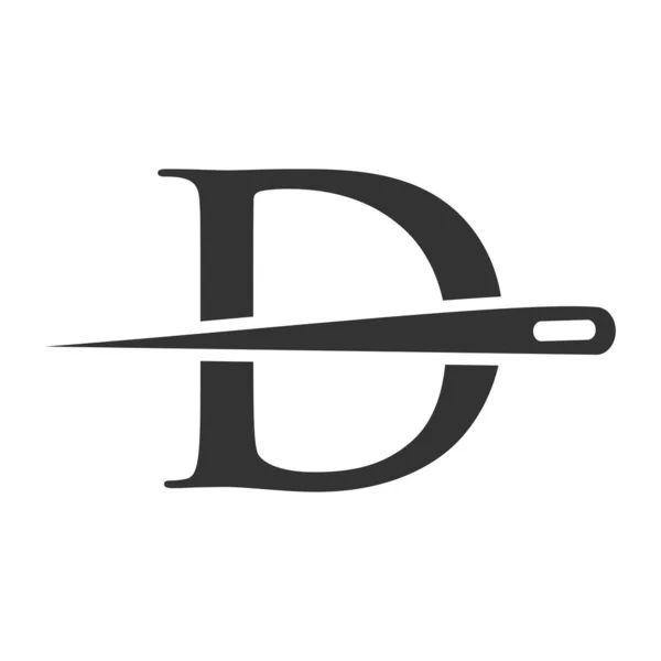 Lettera Iniziale Logo Sarto Ago Filo Combinazione Ricamatore Tessile Moda — Vettoriale Stock