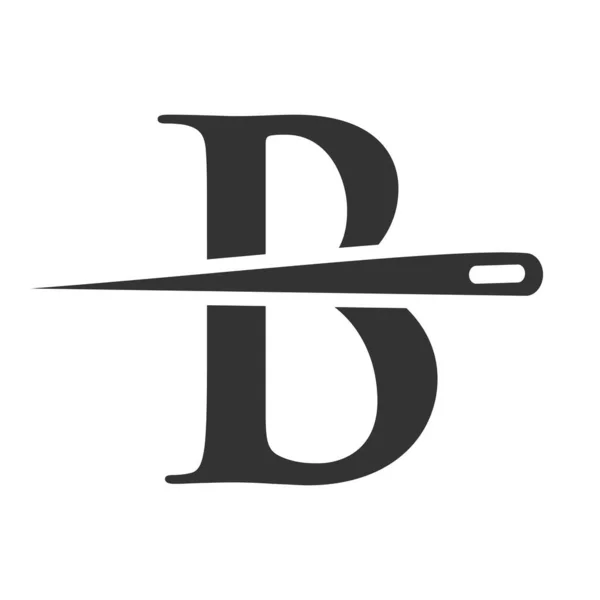 Logo Inicial Del Sastre Letra Combinación Aguja Hilo Para Bordar — Archivo Imágenes Vectoriales