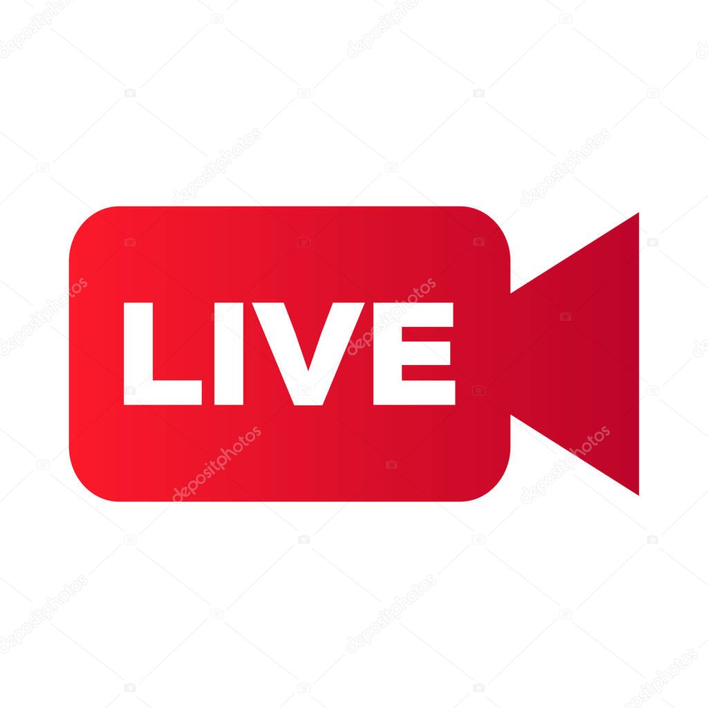 Red live buttons on a white background. Live stream symbol for broadcasting or online tv stream