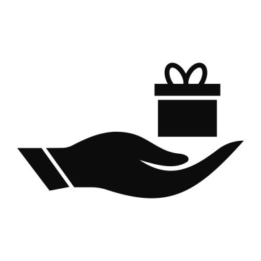 Hediye El logosu tasarımı. El konsepti vektörlü hediye kutusu logosu. El ve Hediye Kutusu logosu tasarımı