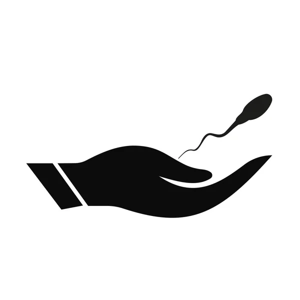 디자인 Sperm Cell 로고와 컨셉트 핸드앤스 디자인 — 스톡 벡터
