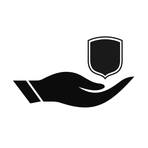 Diseño Del Logotipo Hand Shield Logo Escudo Con Vector Concepto — Archivo Imágenes Vectoriales
