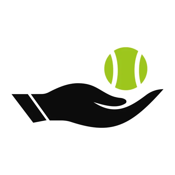 Diseño Del Logo Tennis Hand Logotipo Pelota Tenis Con Vector — Archivo Imágenes Vectoriales