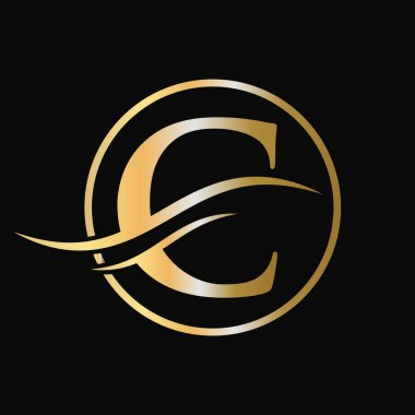 C harfli ilk logo yaratıcı modern tipografi vektör şablonu. Soyut Harf C Logo Tasarımı