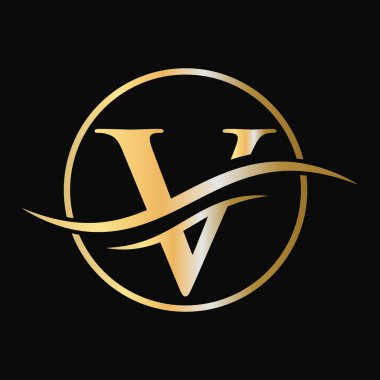 Yaratıcı Modern Lüks V Logo Vektör Şablonu. İlk V Logosu Monogram Alfabesi