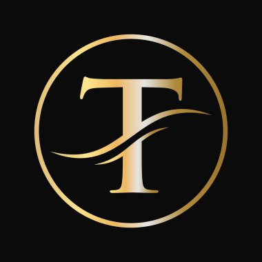 İlk T Harfi Logosu Modern Tipografi Vektör Şablonu. Soyut Harf T Logotype Tasarımı