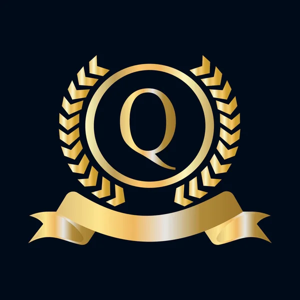 Seal Gold Laurel Wreath Ribbon Letter Concept Luxury Gold Heraldic — Stockový vektor