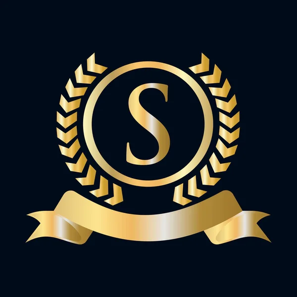 Seal Gold Laurel Wreath Ribbon Letter Concept Luxury Gold Heraldic — Image vectorielle