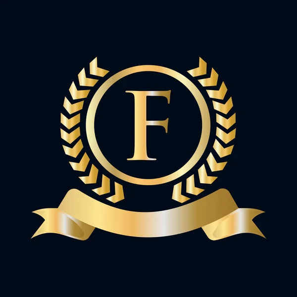 Seal Gold Laurel Wreath Ribbon Letter Concept Luxury Gold Heraldic — Stock Vector