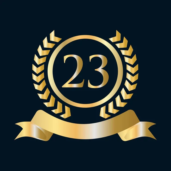 Dwadzieścia Trzy Rocznica Świętowania Złoto Czarny Szablon Luksusowy Styl Złoty — Wektor stockowy