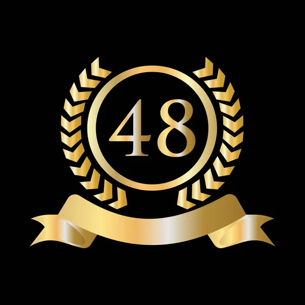 Achtenveertig Jarig Jubileum Goud Zwart Sjabloon Luxe Stijl Gouden Heraldische — Stockvector