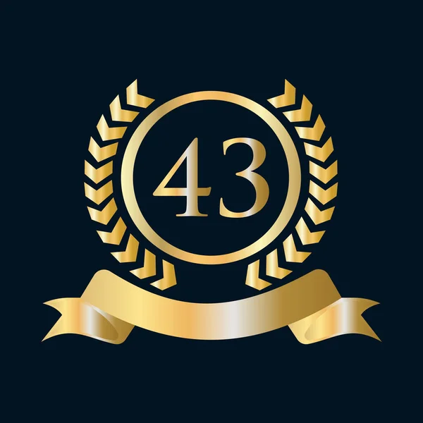 Fouty Three 43Rd Anniversary Celebration Gold Black Template Luxury Style — Stockvector
