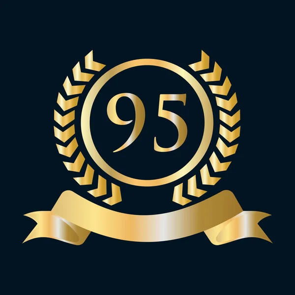 Fünfundneunzig 95Th Anniversary Celebration Gold Und Schwarze Vorlage Luxus Stil — Stockvektor