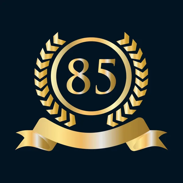 85Ste Verjaardag Viering Goud Zwart Sjabloon Luxe Stijl Gouden Heraldische — Stockvector
