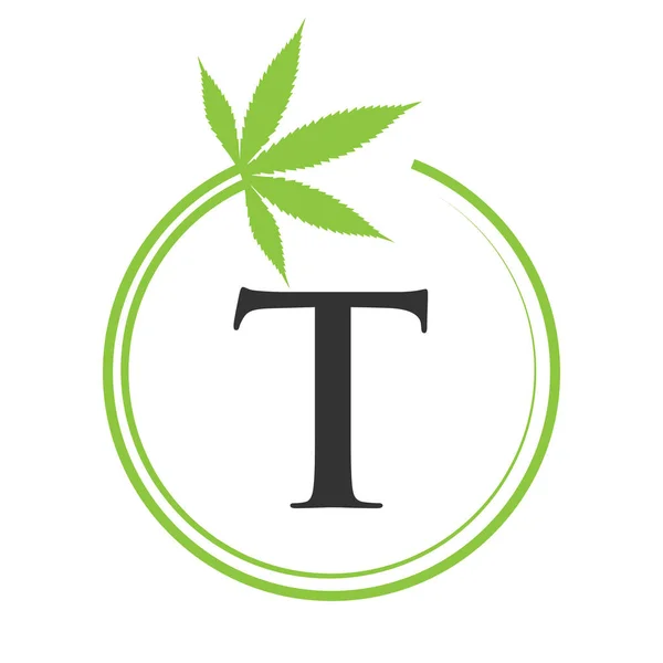 Cannabis Marijuana Logo Letter Concept Health Medical Therapy Marijuana Modelo — Vetor de Stock