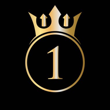 Lüks Mektup 1 Crown Logosu. Güzellik, Moda, Yıldız, Zarif İşaretler için Crown Logosu 1. Mektup Vektör Şablonu
