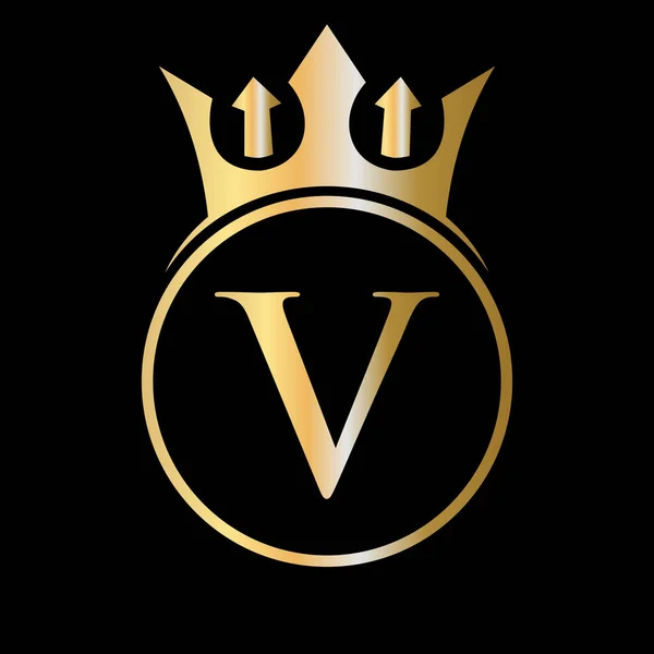 Luxe Letter Crown Logo Crown Logo Brief Vector Model Voor — Stockvector