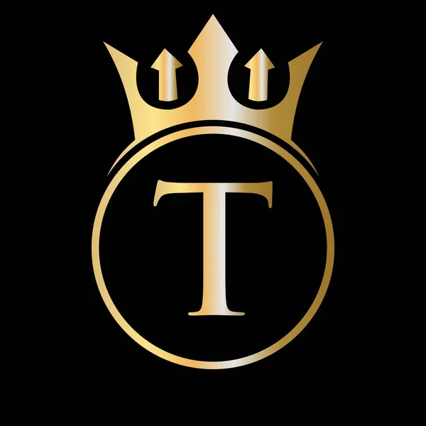 Розкішне Листування Корони Crown Logo Letter Vector Template Beauty Fashion — стоковий вектор