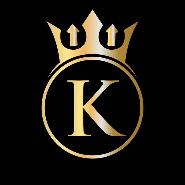 Lüks Harf Crown Logosu Harfi Üzerinde Crown Logosu Güzellik Moda — Stok Vektör