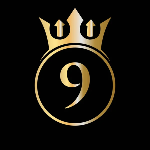 Lyxbrev Crown Logo Kronan Logotyp Brev Vektor Mall För Skönhet — Stock vektor