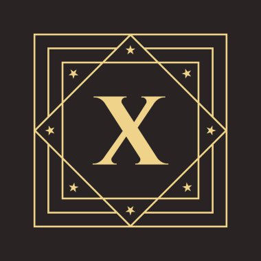 Zarif ve Şık Lüks Konseptli Yaratıcı Harf X logosu. İlk X Harfi Lüks Logo Şablonu