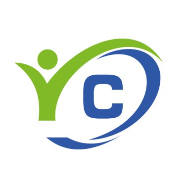 İlk harf C logosu, İnsan Sembollü Tıbbi Tasarım. Halk Sağlığı ve Harf C Sağlık Logosu, Sağlık İşareti