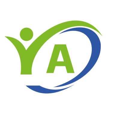 İlk harf A logosu, İnsan Sembollü Tıbbi Tasarım. Halk Sağlığı ve Sağlık Belgesi Logosu, Sağlık İşareti