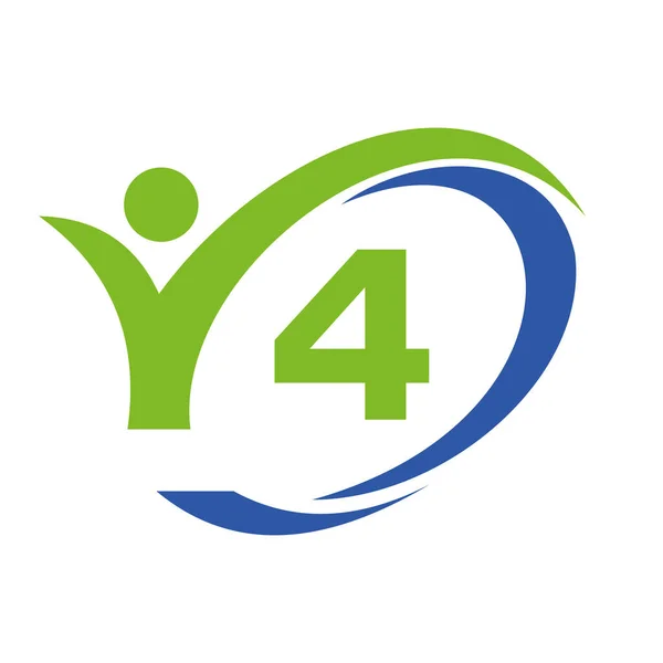 Carta Inicial Logo Design Médico Com Símbolo Humano Pessoas Saúde — Vetor de Stock