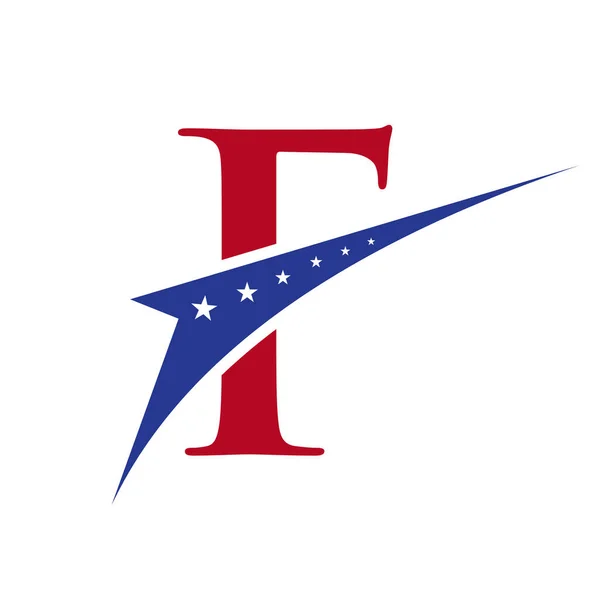 初期の手紙Fビジネスのためのアメリカのロゴ 企業や会社の看板 アメリカ American Logo Letter Fベクトルテンプレート Star Concept — ストックベクタ