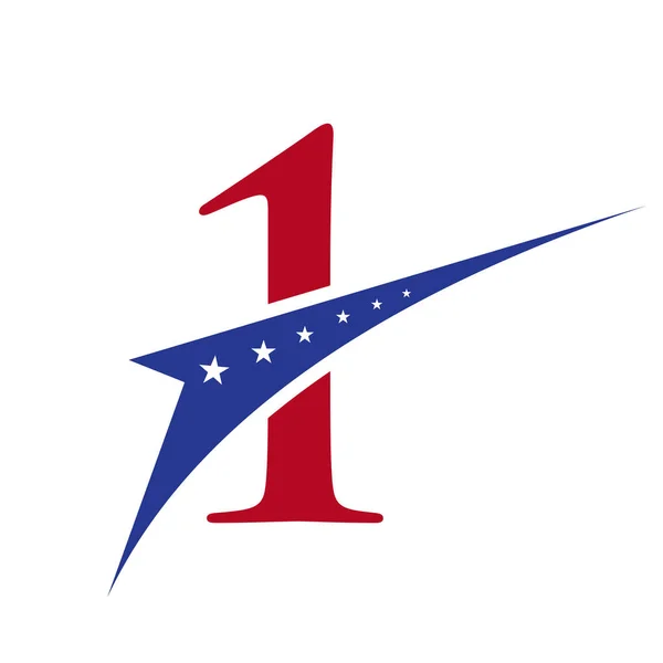 最初の手紙1ビジネスのためのアメリカのロゴ 企業と会社の看板 アメリカ American Logo Letter Vector Template Star Concept — ストックベクタ