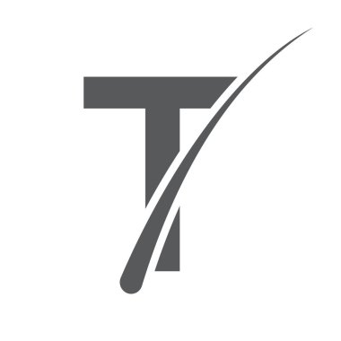 T harfi vektör şablonunda saç tedavi logosu. Dermatoloji logosu tasarımı, saç bakımı. Kepek önleyici şampuan için ikon. Kepeğe karşı yağ tasarımı